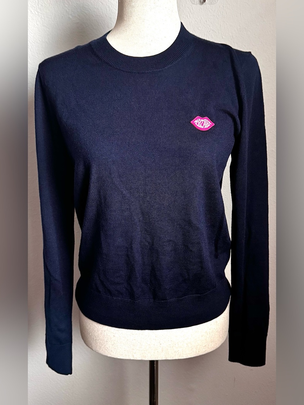 G/FORE Mother Golfer 100% Wool Sweater Rubber Lips Patch Navy Size S